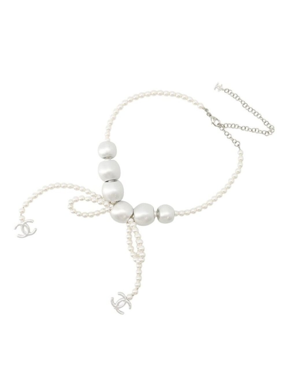 Chanel Necklace Faux Pearl Ribbon